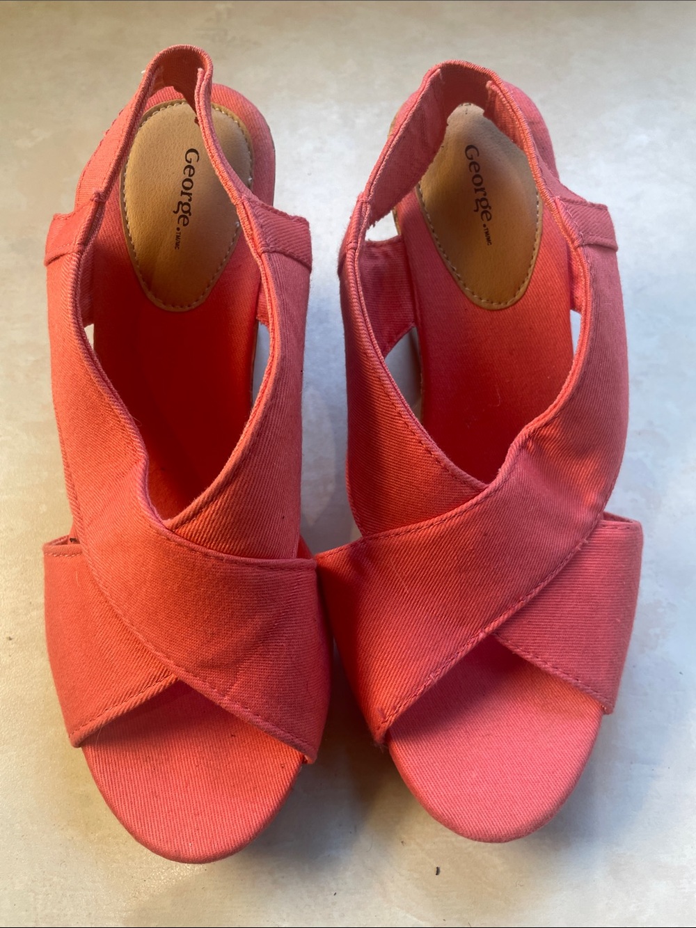 George Coral Crossband Slingback Wedges